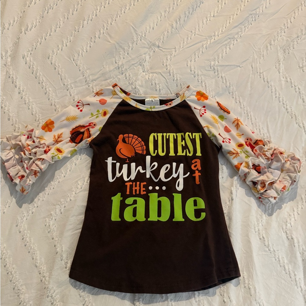 Kids Fancy Sleeve Thanksgiving Graphic Tee